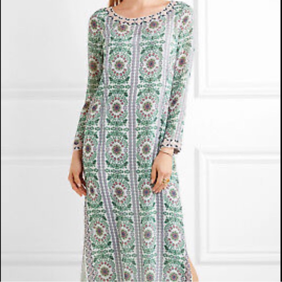 INCREDIBLY RARE Tory Burch NWT Garden Party 100% silk lined caftan, size medium - Picture 1 of 11